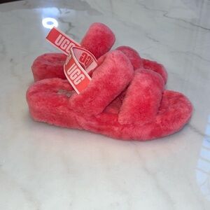 UGG Pink Fluffy Slippers